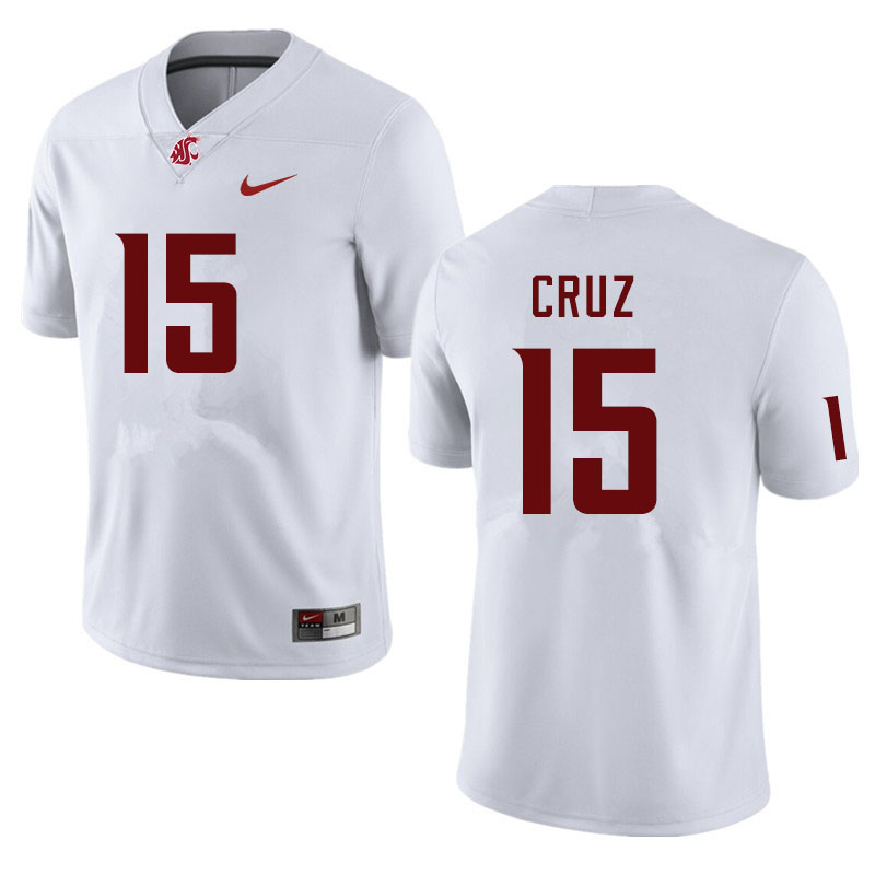 Men #15 Gunner Cruz Washington State Cougars College Football Jerseys Sale-White